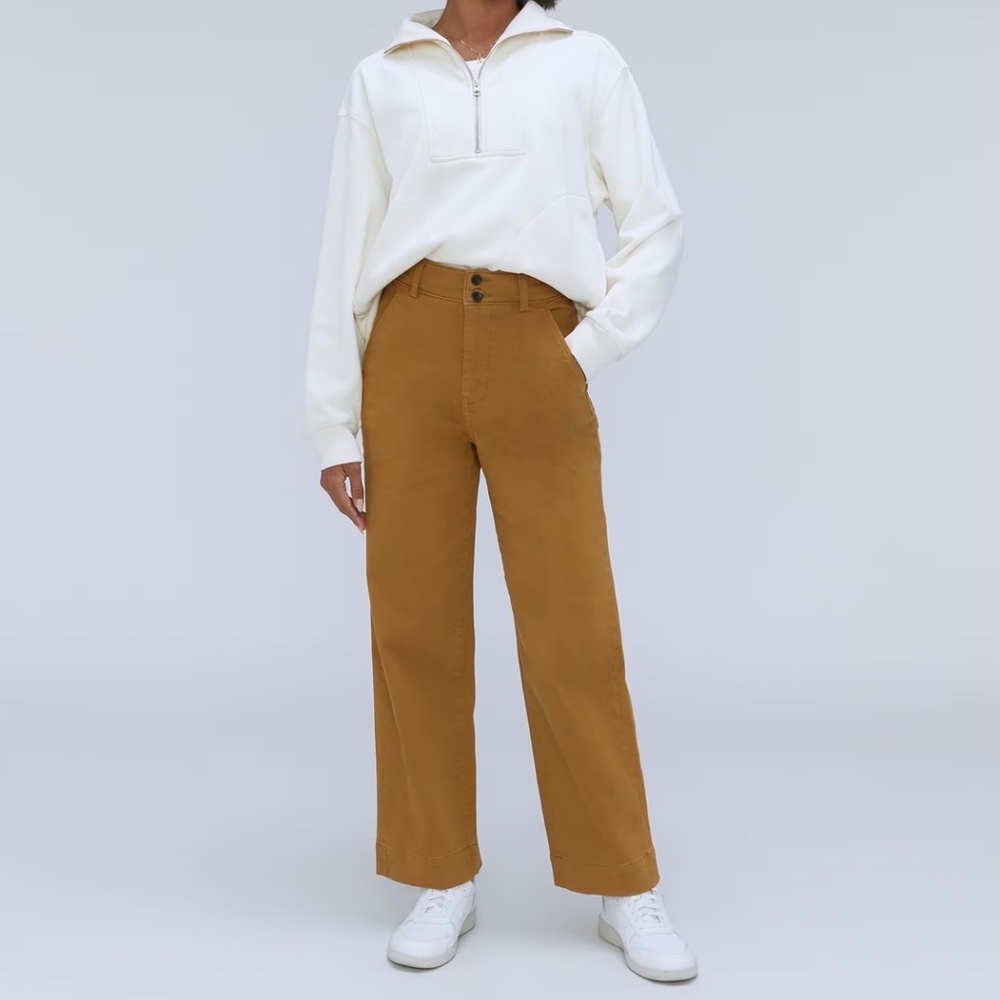 Everlane The Organic Wide-Leg Pant, Size 2, Color Tapenade.